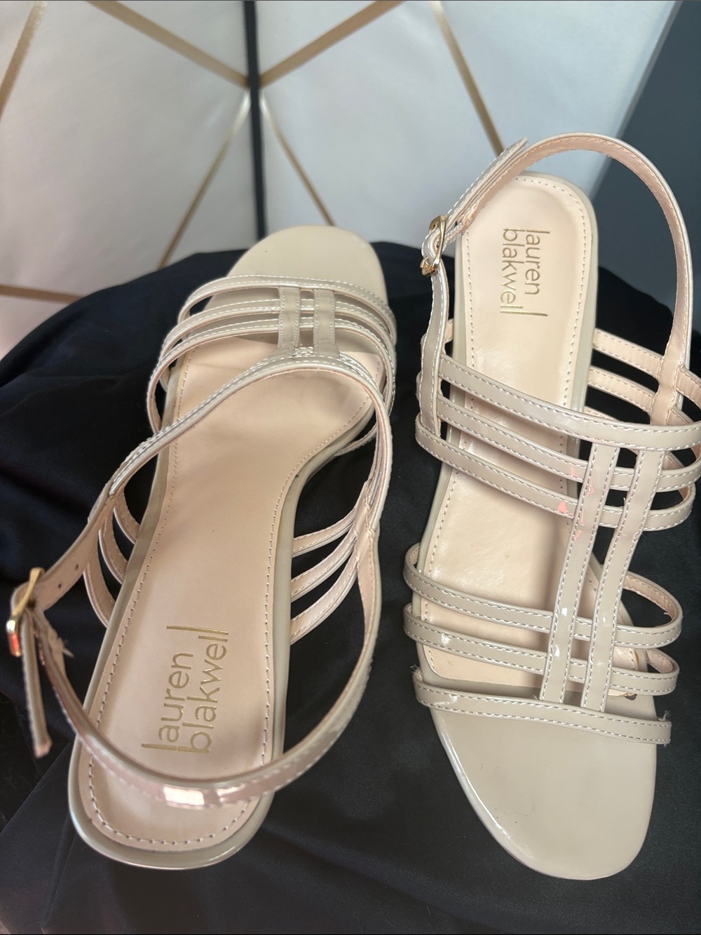 SZ 11 Lauren Blakwell Women's Nude Multi-Strap Sandals
